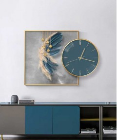 60*60 Cm Green Crytsall Porsalein Painting With Led Light And Clock 50*50 Cm 